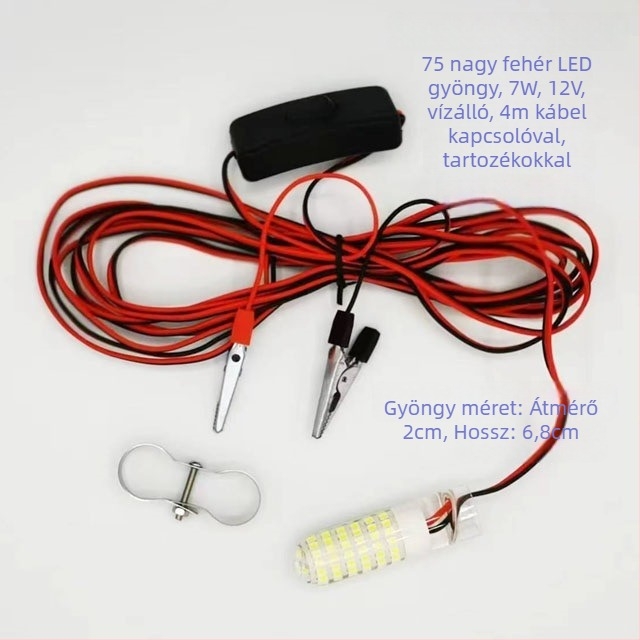 Víz alatti halászati lámpa - LED, 12V, vízálló, nagy fényerő