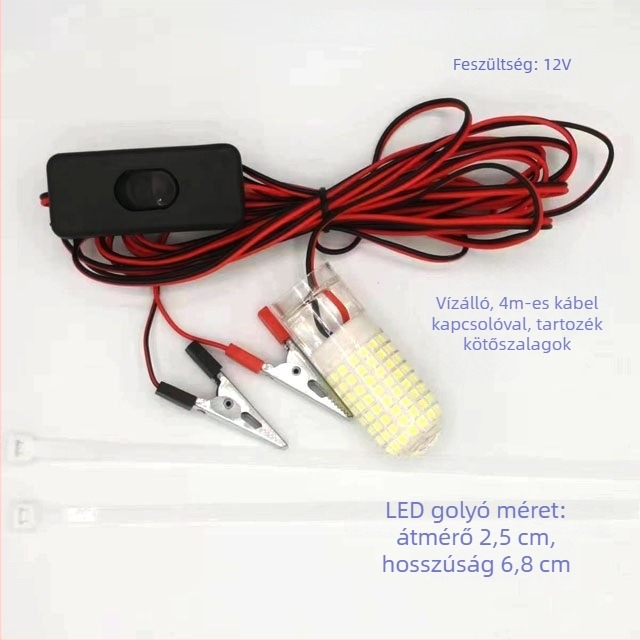 Víz alatti halászati lámpa - LED, 12V, vízálló, nagy fényerő