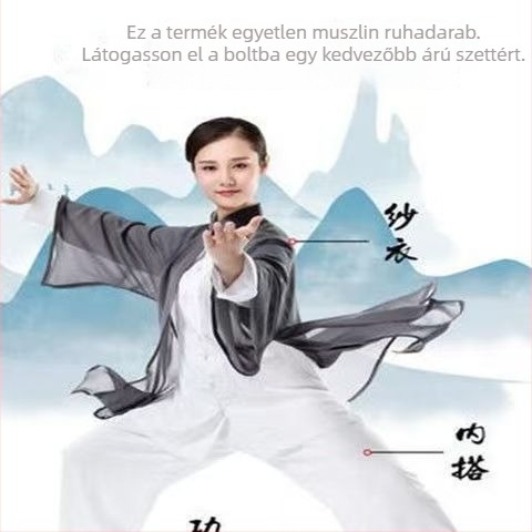 Tai Chi edzés köpeny, drapált külső réteg, kínai stílus, uniszex