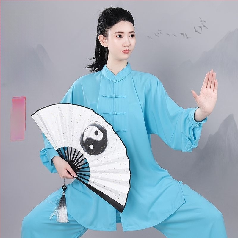 Taiji edzőruha idős férfiaknak, bő szabású, hosszú és rövid ujjú, egész éves teljesítményruha (Lycra-vinylon anyag, len bevonattal)