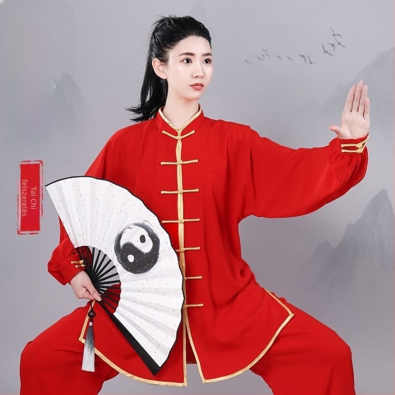 Taiji edzőruha idős férfiaknak, bő szabású, hosszú és rövid ujjú, egész éves teljesítményruha (Lycra-vinylon anyag, len bevonattal)