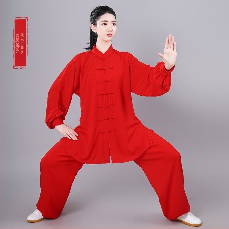 Taiji edzőruha idős férfiaknak, bő szabású, hosszú és rövid ujjú, egész éves teljesítményruha (Lycra-vinylon anyag, len bevonattal)