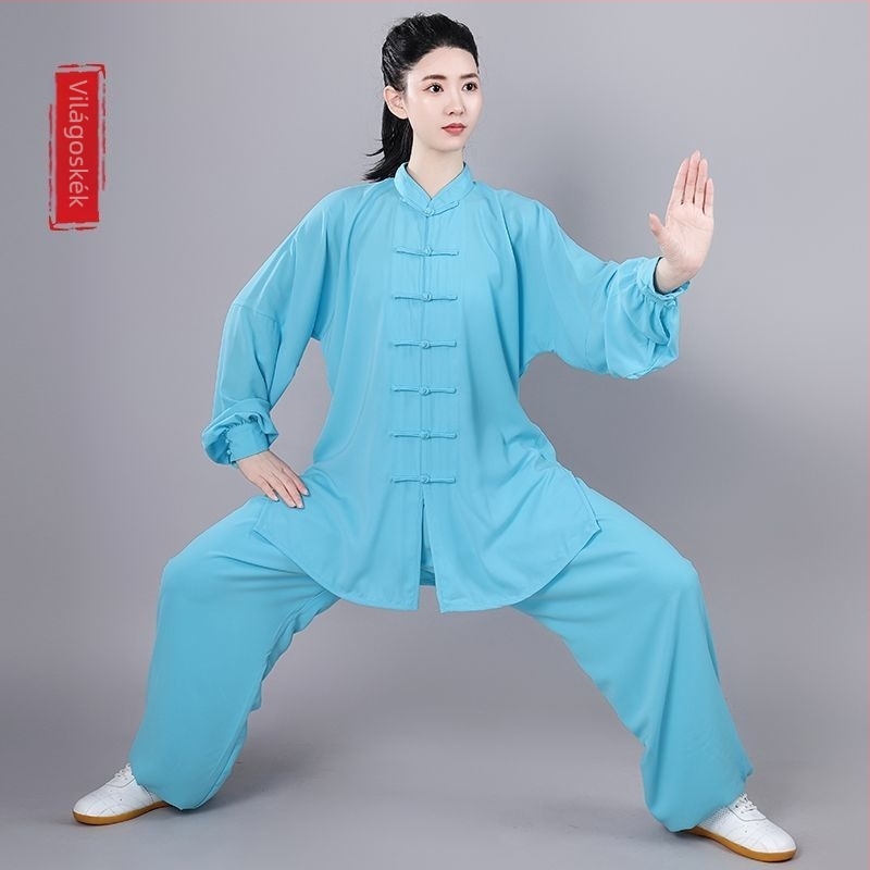 Taiji edzőruha idős férfiaknak, bő szabású, hosszú és rövid ujjú, egész éves teljesítményruha (Lycra-vinylon anyag, len bevonattal)