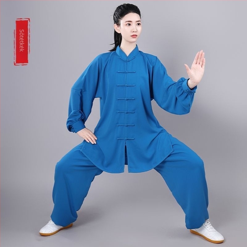 Taiji edzőruha idős férfiaknak, bő szabású, hosszú és rövid ujjú, egész éves teljesítményruha (Lycra-vinylon anyag, len bevonattal)