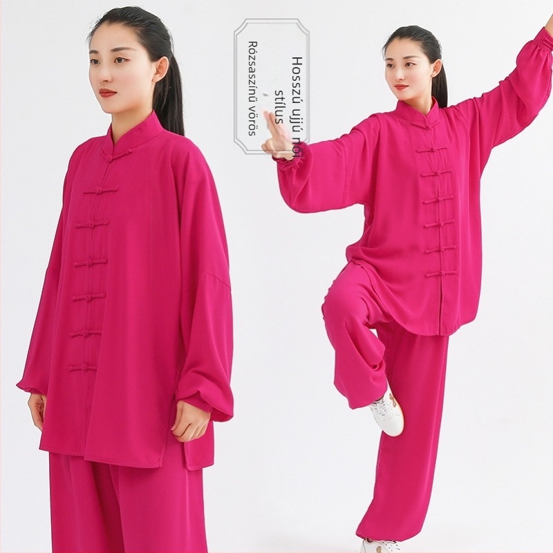 Taiji edzőruha idős férfiaknak, bő szabású, hosszú és rövid ujjú, egész éves teljesítményruha (Lycra-vinylon anyag, len bevonattal)