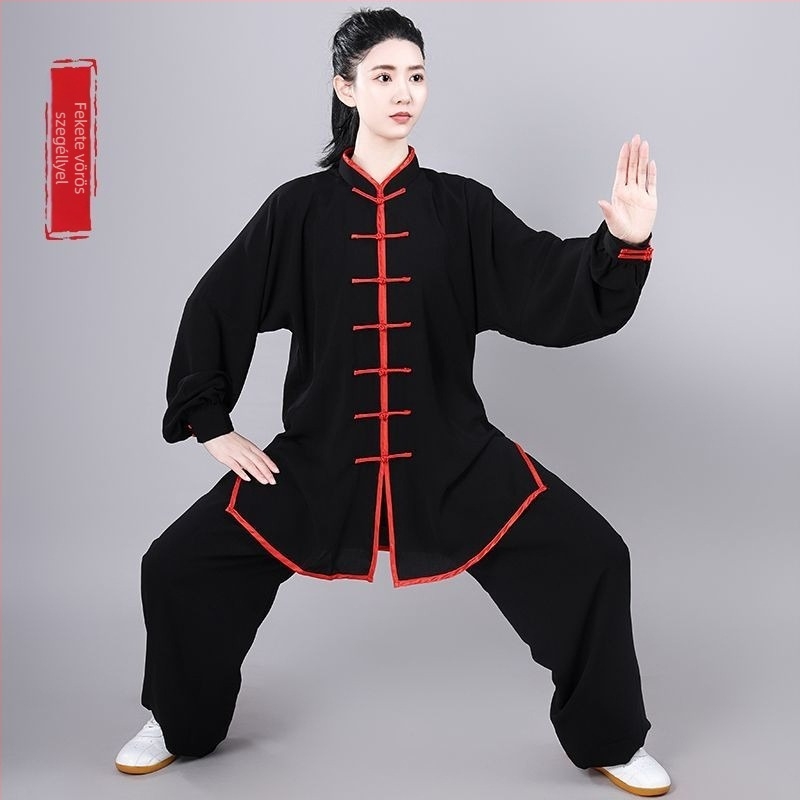 Taiji edzőruha idős férfiaknak, bő szabású, hosszú és rövid ujjú, egész éves teljesítményruha (Lycra-vinylon anyag, len bevonattal)