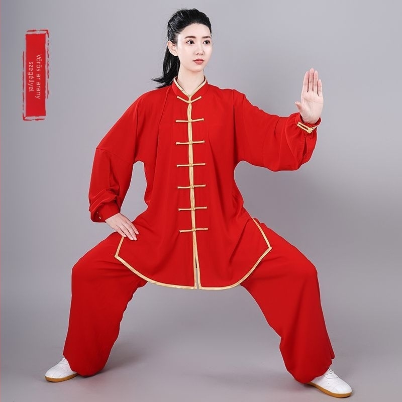 Taiji edzőruha idős férfiaknak, bő szabású, hosszú és rövid ujjú, egész éves teljesítményruha (Lycra-vinylon anyag, len bevonattal)