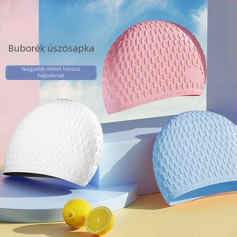 Felnőtt szilikon úszósapka, pöttyös mintával, úszáshoz