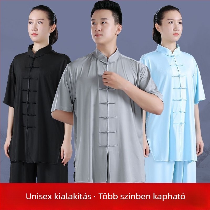 Tai Chi ruházat nőknek és férfiaknak, nyári gyakorló készlet, kínai stílusú előadásruha