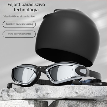 Felnőtt úszószemüveg és sapka készlet – anti-fog, nagy keret, PC lencsék, vízálló