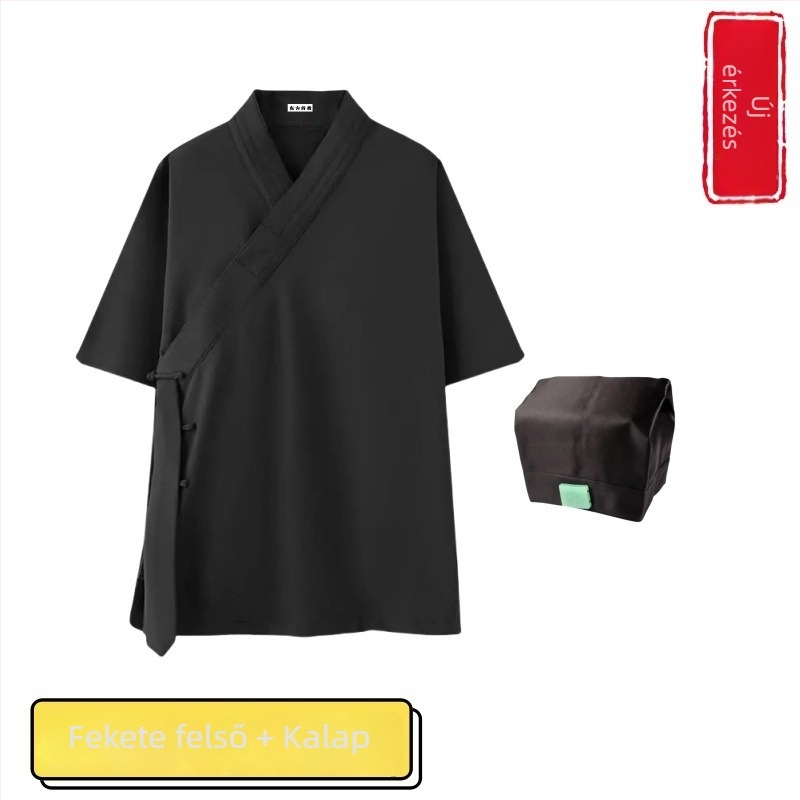 Három galléros taoista ruha, nyári uniszex Tai Chi öltözet, Wudang stílusú, rövid ruha galléros