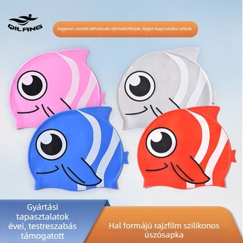 Gyerekeknek szánt szilikon úszósapka aranyhal mintával, vízálló, magas rugalmasságú, hosszú hajhoz ideális