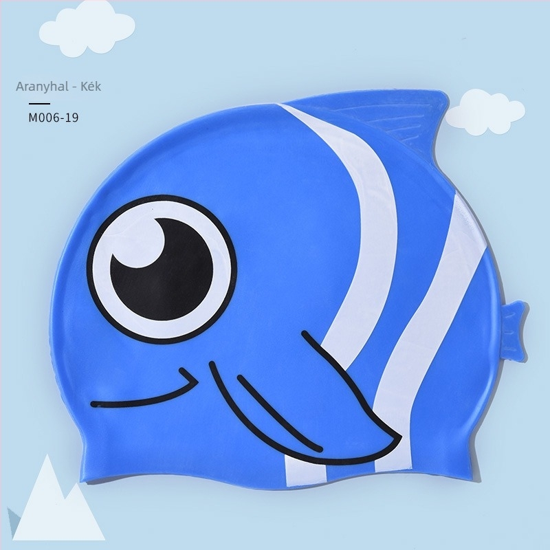 Gyerekeknek szánt szilikon úszósapka aranyhal mintával, vízálló, magas rugalmasságú, hosszú hajhoz ideális