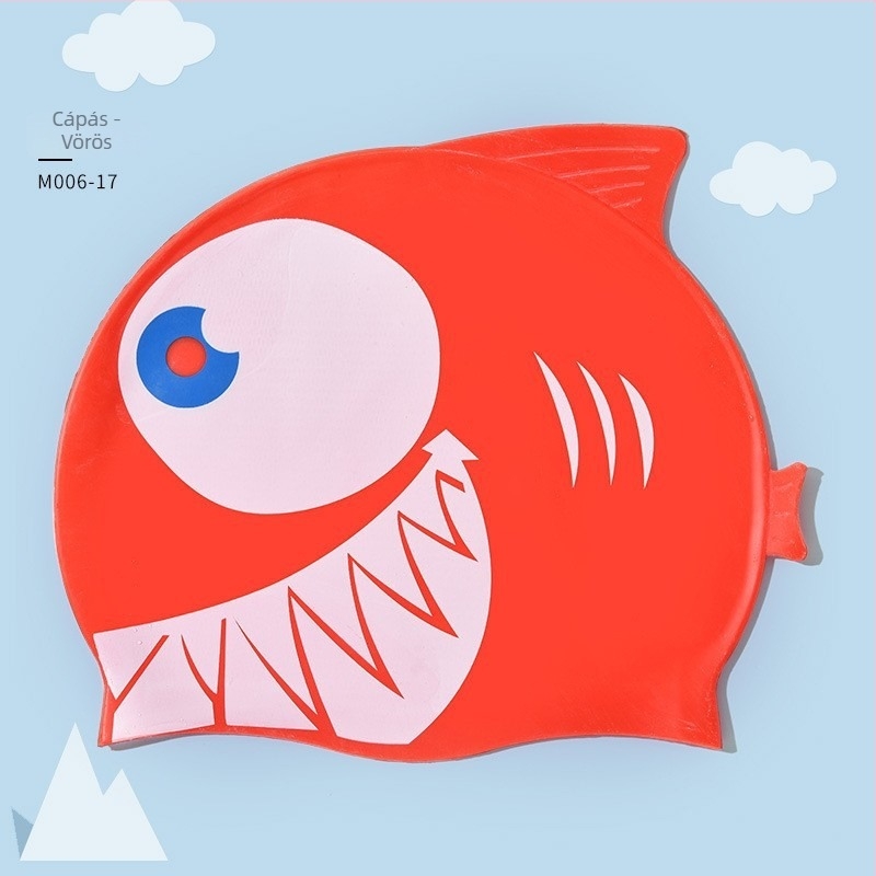 Gyerekeknek szánt szilikon úszósapka aranyhal mintával, vízálló, magas rugalmasságú, hosszú hajhoz ideális