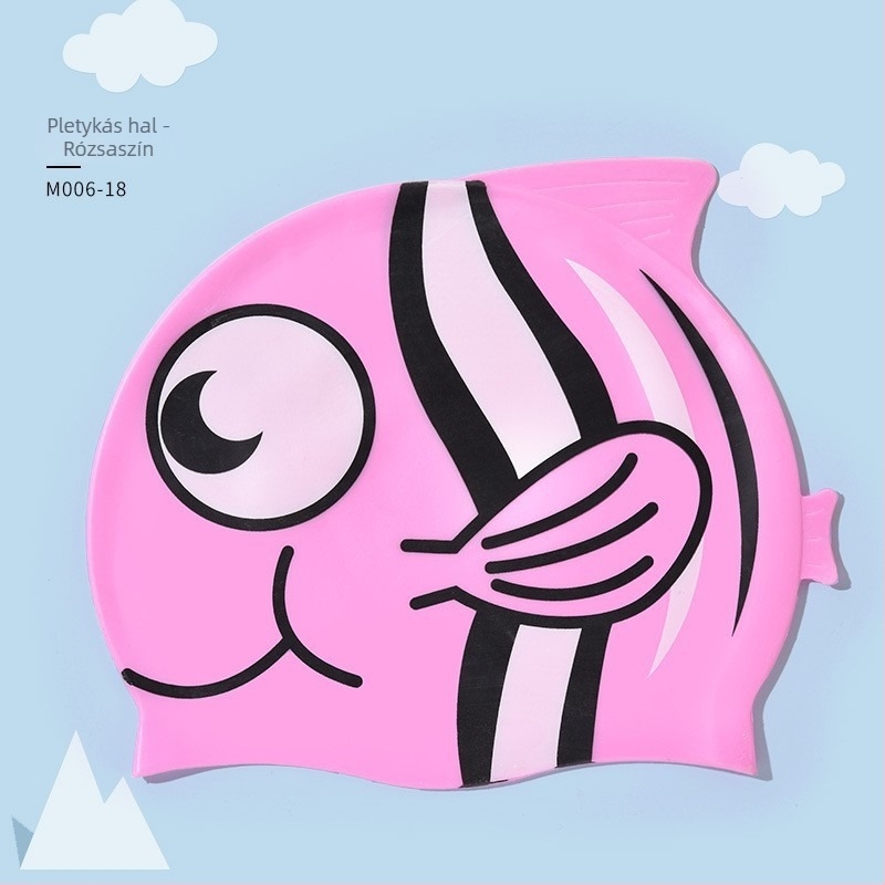 Gyerekeknek szánt szilikon úszósapka aranyhal mintával, vízálló, magas rugalmasságú, hosszú hajhoz ideális