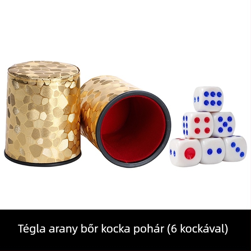 Bőr Dice Cup készlet fleece-béléssel, kerek sarkú, 100 darabos doboz, sakk- és kártyajátékokhoz