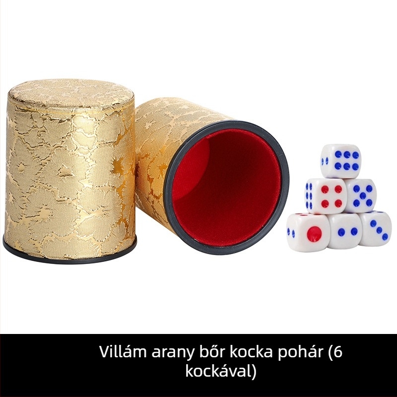Bőr Dice Cup készlet fleece-béléssel, kerek sarkú, 100 darabos doboz, sakk- és kártyajátékokhoz