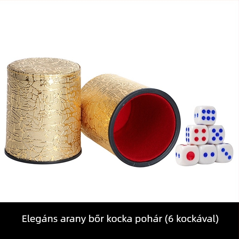 Bőr Dice Cup készlet fleece-béléssel, kerek sarkú, 100 darabos doboz, sakk- és kártyajátékokhoz