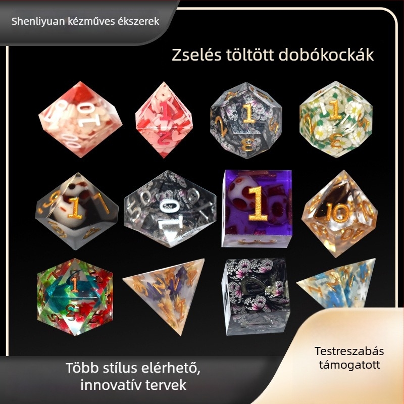 D&D RPG-hez készlet dobókockákból – többoldalú dobókockák, derékszögű stílus, testreszabható, tartalmazza a D20-at és a D6-ot, alkalmas társasjátékokra és kártyajátékokra