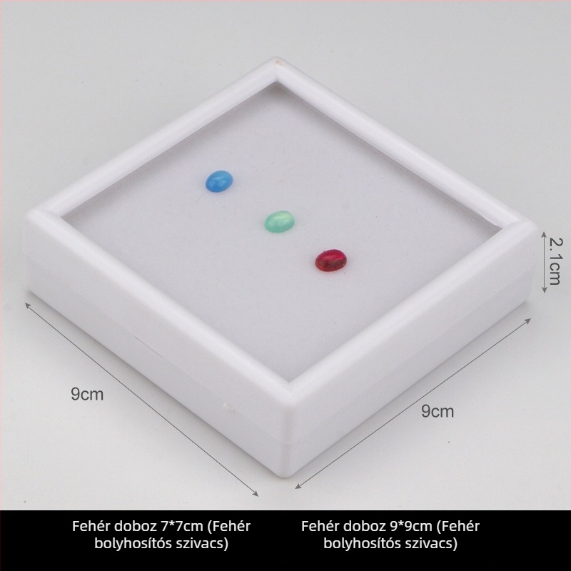 Ékszer kiállító doboz, átlátszó műanyag, porálló, 1 szint