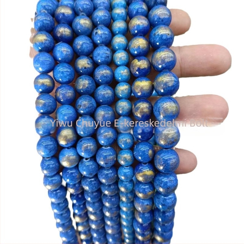 Aranyozott tónusú körkörös természetes kő gyöngyök, 8 mm, achát és jade gyöngyök, szabad gyöngyök DIY karkötőkhöz