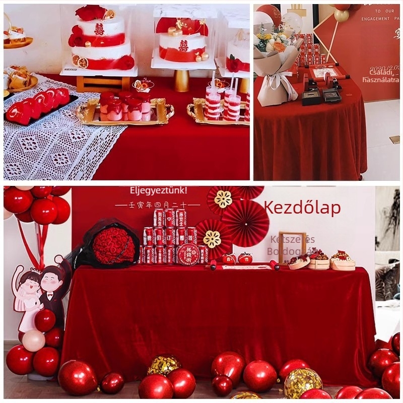 Asztalterítő poliészterből, téglalap alakú, egyszínű minta, kínai klasszikus stílus