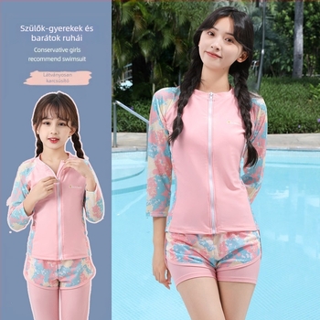 Lányok UV-védett kétrészes fürdőruha, poliészter anyagból, béléssel, úszáshoz