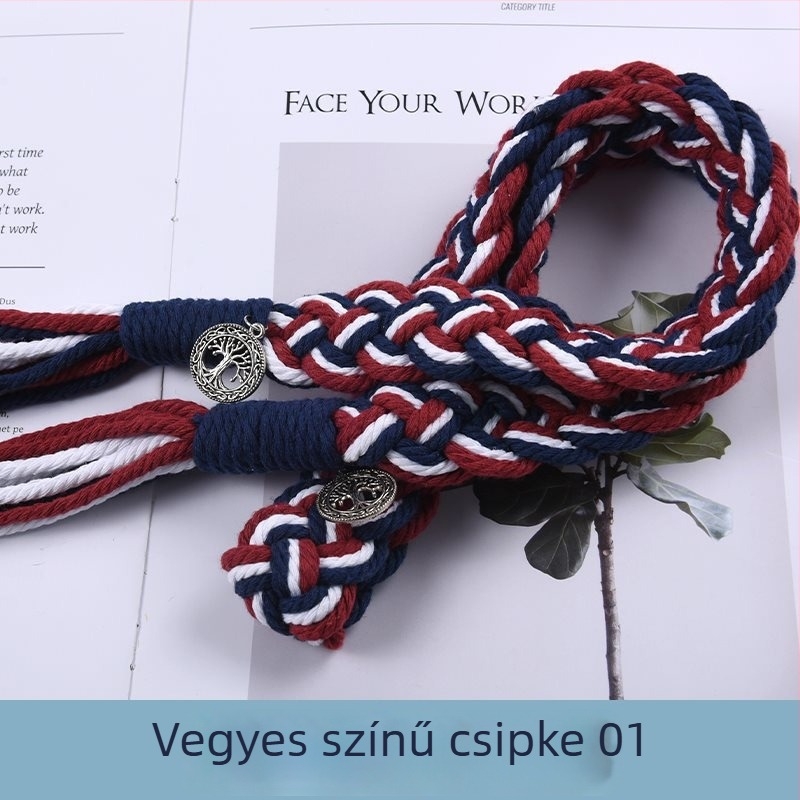 Függönyökhöz pántok tassellákkal, kézzel szőtt vastag kötélből, anyag: szövet, egyszerű, modern stílus