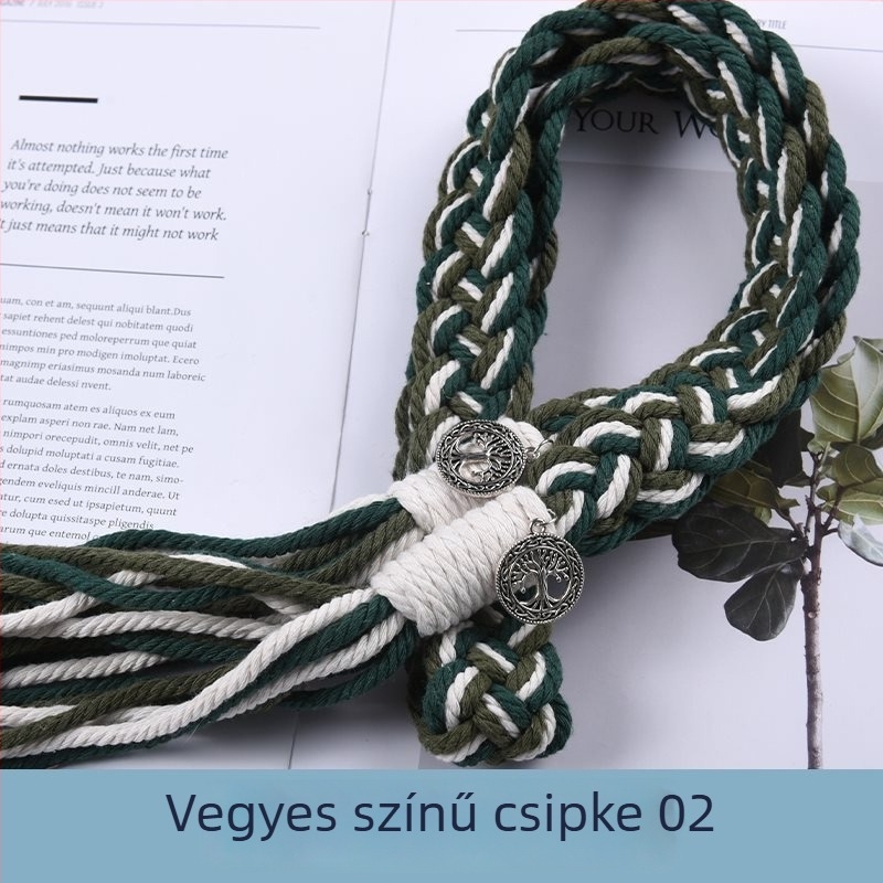 Függönyökhöz pántok tassellákkal, kézzel szőtt vastag kötélből, anyag: szövet, egyszerű, modern stílus