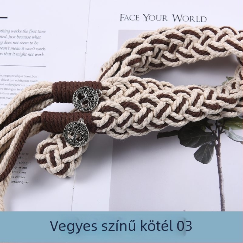 Függönyökhöz pántok tassellákkal, kézzel szőtt vastag kötélből, anyag: szövet, egyszerű, modern stílus