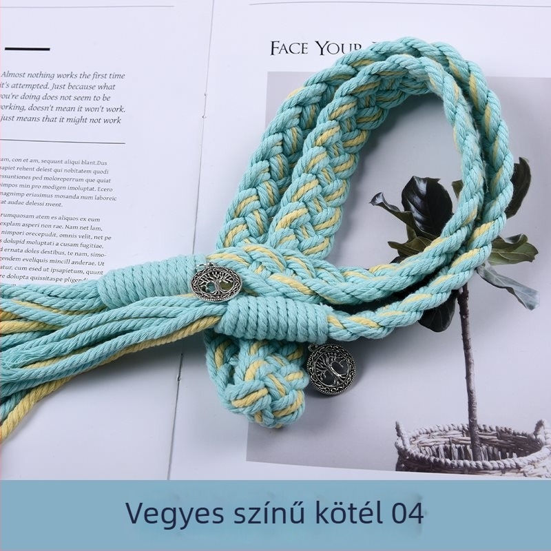 Függönyökhöz pántok tassellákkal, kézzel szőtt vastag kötélből, anyag: szövet, egyszerű, modern stílus