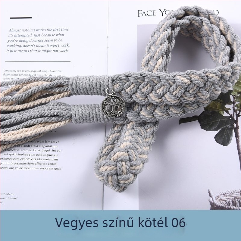 Függönyökhöz pántok tassellákkal, kézzel szőtt vastag kötélből, anyag: szövet, egyszerű, modern stílus