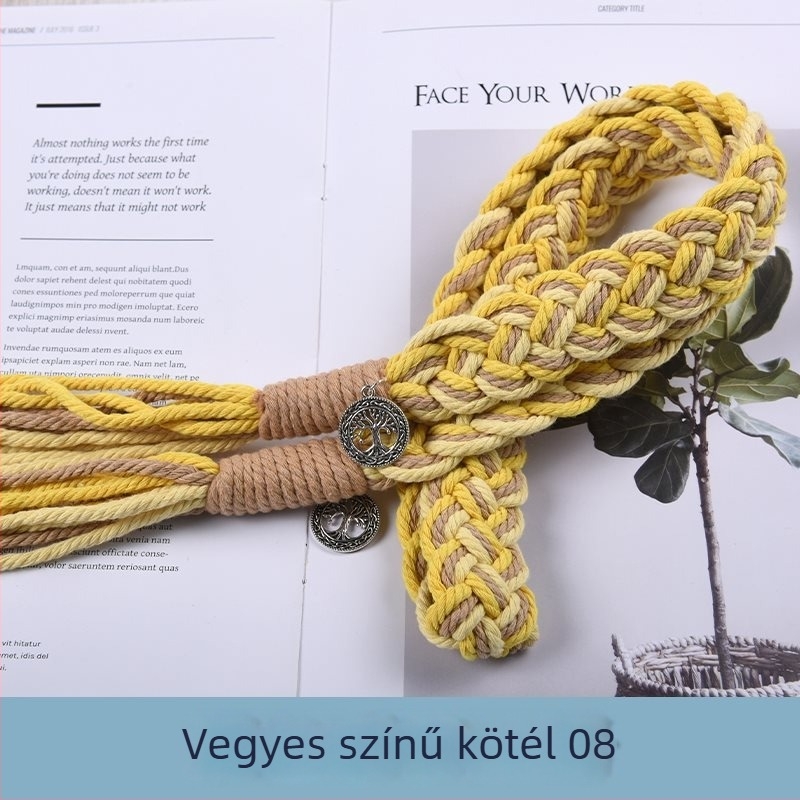 Függönyökhöz pántok tassellákkal, kézzel szőtt vastag kötélből, anyag: szövet, egyszerű, modern stílus