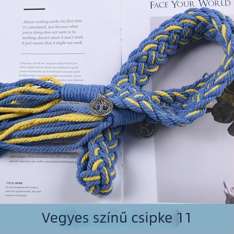 Függönyökhöz pántok tassellákkal, kézzel szőtt vastag kötélből, anyag: szövet, egyszerű, modern stílus