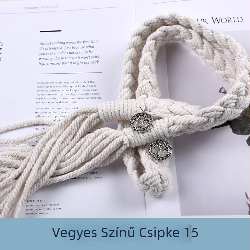 Függönyökhöz pántok tassellákkal, kézzel szőtt vastag kötélből, anyag: szövet, egyszerű, modern stílus