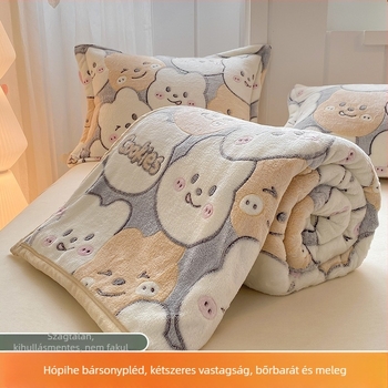 Hópelyhes plüss takaró — flanel anyagból, 500–800 g, rajzfilm mintával, őszi-téli használatra