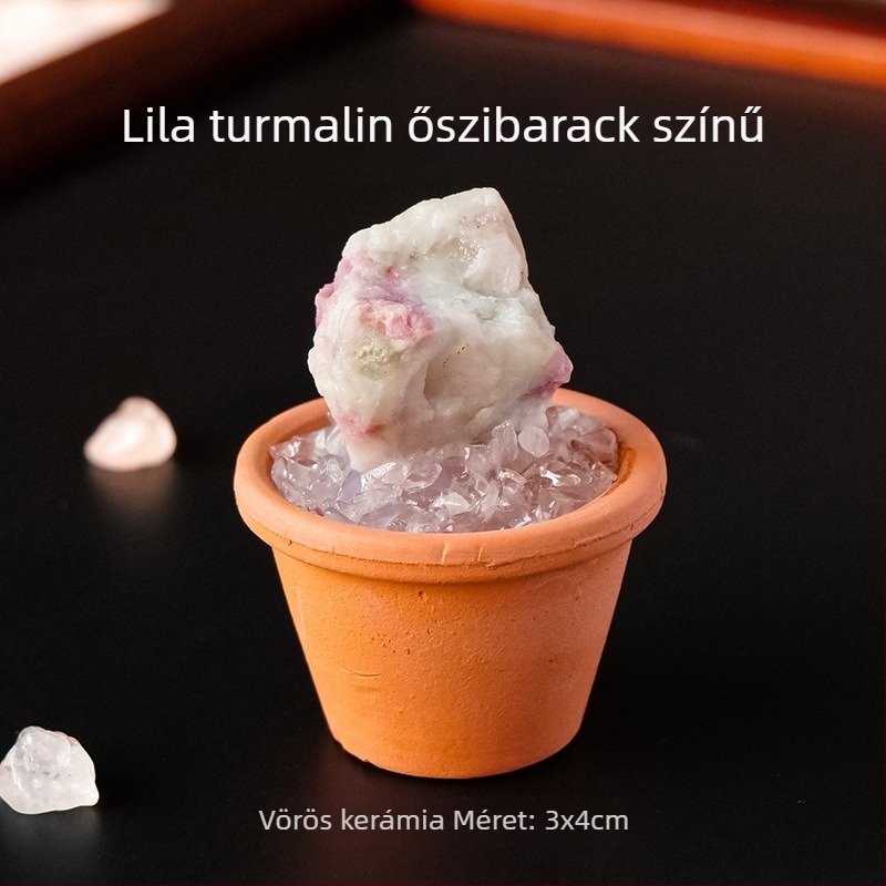 Nyers kristálykő autódísz és asztali mini táj kerámiaedényben – modern minimalista stílus