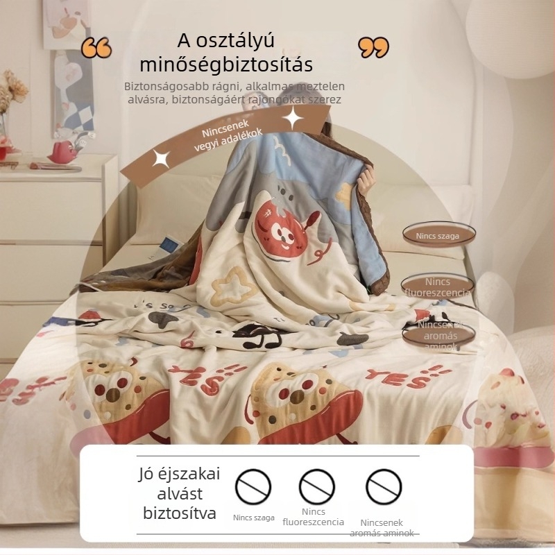 Tízréteg géz takaró törölköző, 100% pamutból, nyárra, kanapéra, rajzfilm mintával