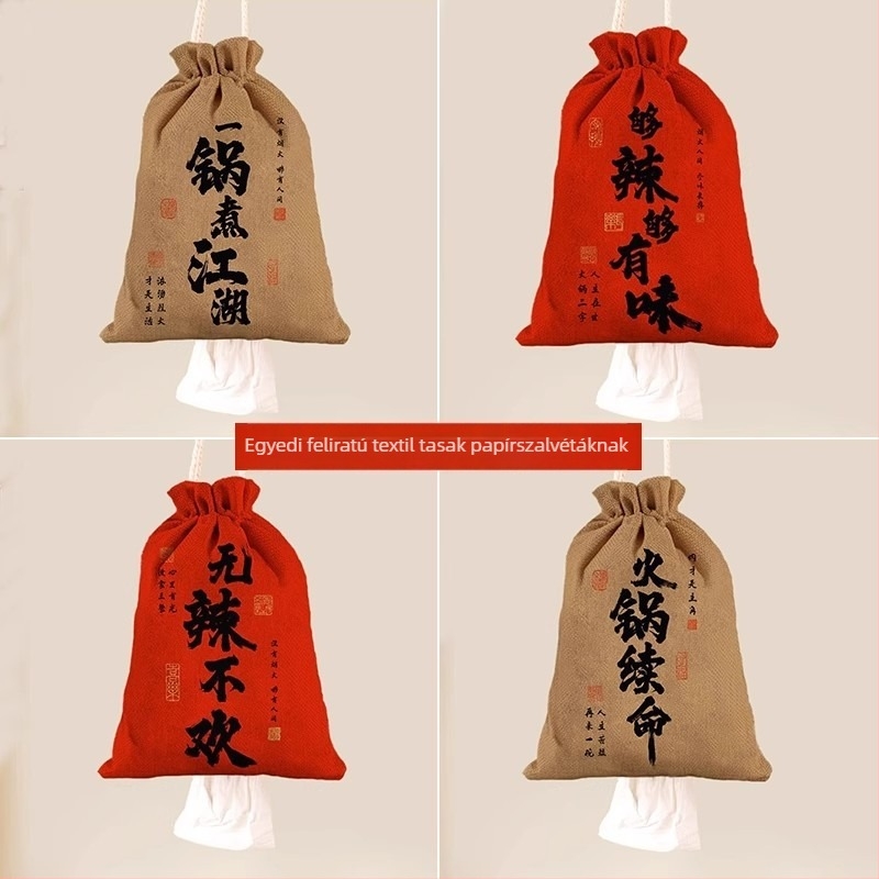 Húzókötéses szalvétatartó táska, kevert anyagú szövet, fő anyag poliészter 81–90%, téglalap alakú, digitális hőátviteli dizájn, testre szabható