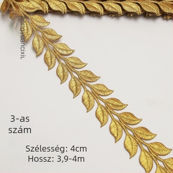 Hímzett csipkerész kostümkhöz – Anyag: hímző cérna, Mintázat: ókori kosztüm, Alkalmazás: sapkák, ruházat és otthoni dekoráció