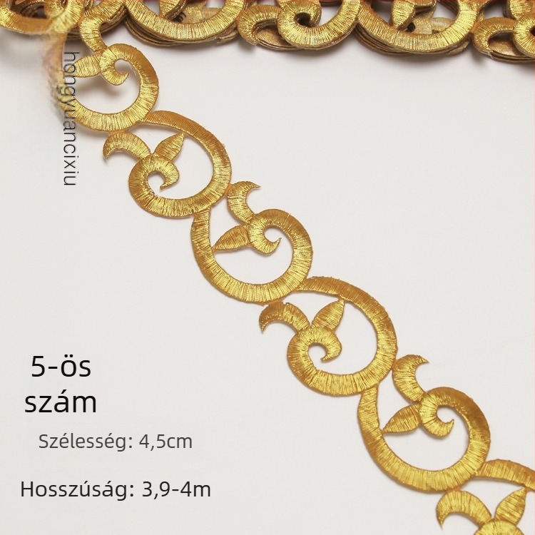 Hímzett csipkerész kostümkhöz – Anyag: hímző cérna, Mintázat: ókori kosztüm, Alkalmazás: sapkák, ruházat és otthoni dekoráció