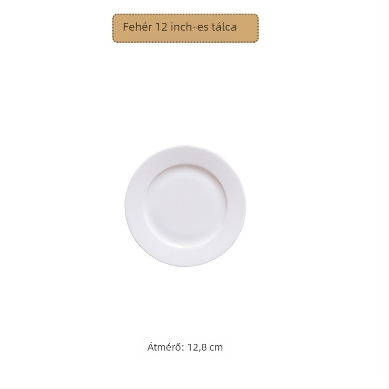 Kerek csontporcelán lapos tányér, felületi üvegezés, logó nyomtatás, testreszabás elérhető
