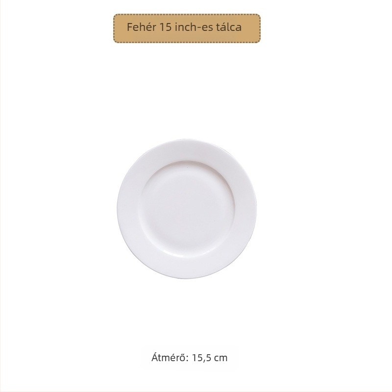 Kerek csontporcelán lapos tányér, felületi üvegezés, logó nyomtatás, testreszabás elérhető