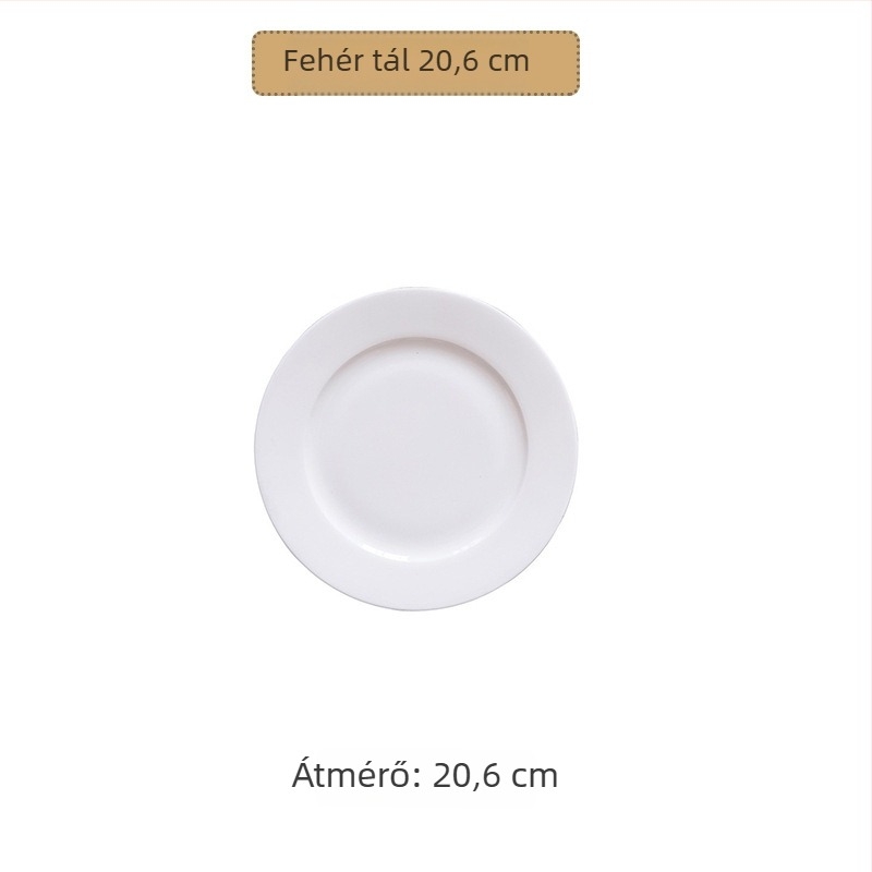 Kerek csontporcelán lapos tányér, felületi üvegezés, logó nyomtatás, testreszabás elérhető