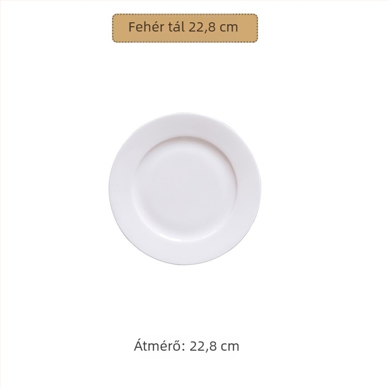 Kerek csontporcelán lapos tányér, felületi üvegezés, logó nyomtatás, testreszabás elérhető