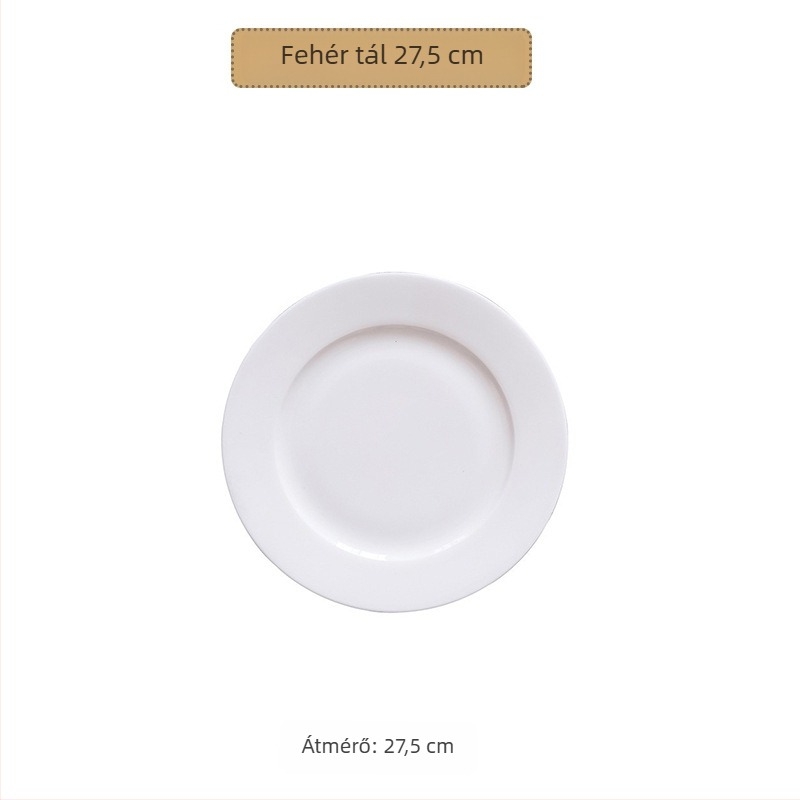 Kerek csontporcelán lapos tányér, felületi üvegezés, logó nyomtatás, testreszabás elérhető
