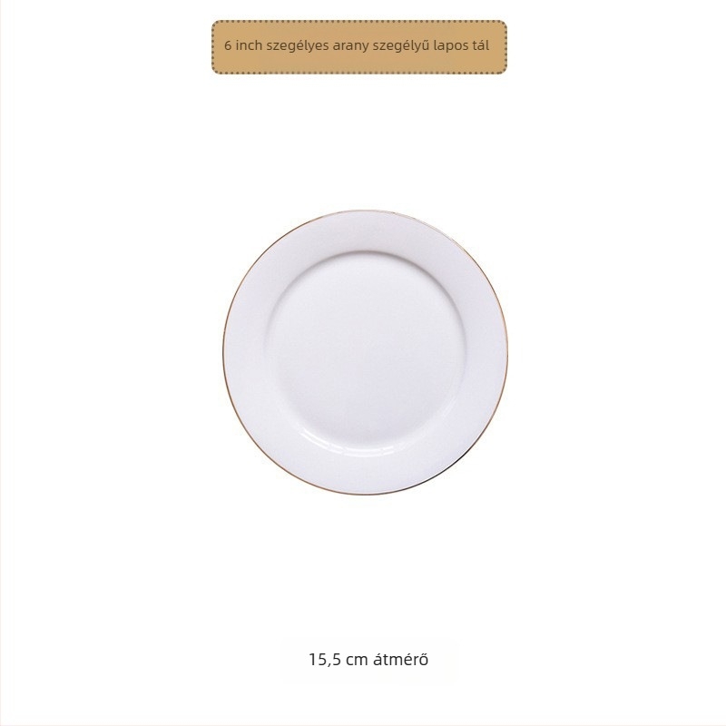 Kerek csontporcelán lapos tányér, felületi üvegezés, logó nyomtatás, testreszabás elérhető