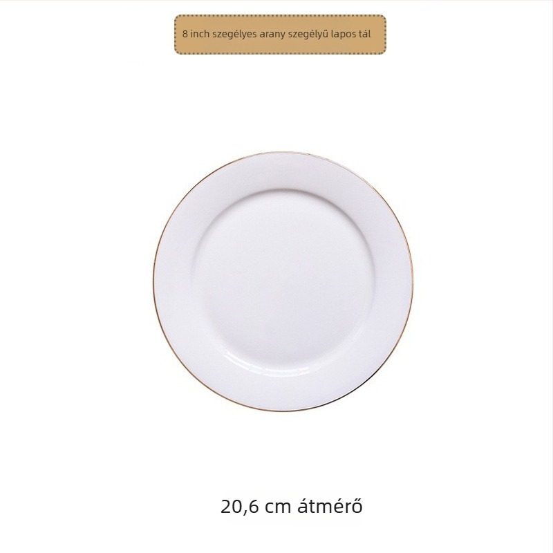 Kerek csontporcelán lapos tányér, felületi üvegezés, logó nyomtatás, testreszabás elérhető