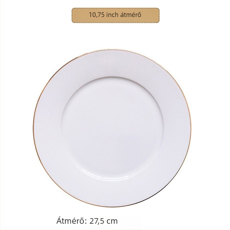 Kerek csontporcelán lapos tányér, felületi üvegezés, logó nyomtatás, testreszabás elérhető