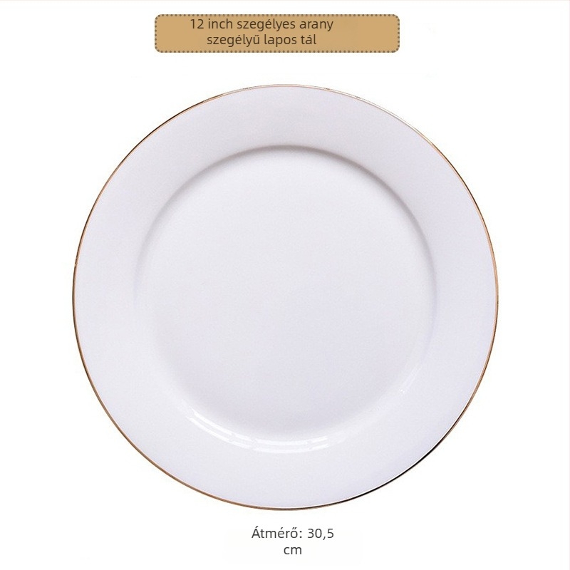 Kerek csontporcelán lapos tányér, felületi üvegezés, logó nyomtatás, testreszabás elérhető